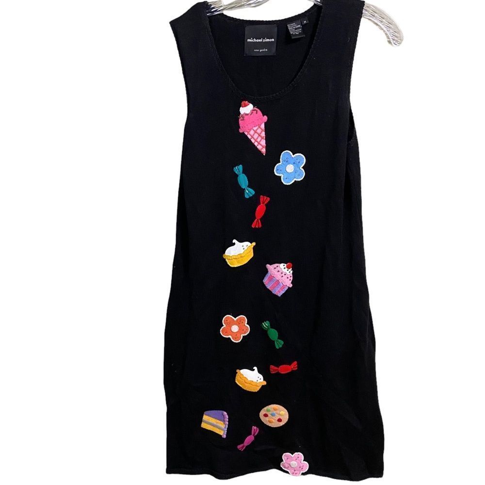 Micheal Simon Sz Md Art to Wear Knit Cupcake treat knit pinafore dress